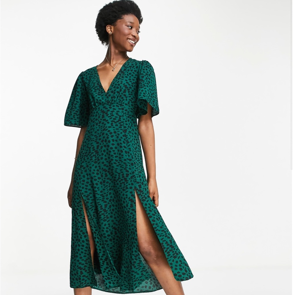 ASOS Green and Black Leopard Dress
